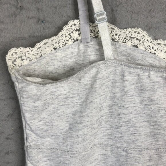 Y2K American Eagle Outfitter Cami Top Womens XL Gray Heather Babydoll Lace Trim - Picture 12 of 16